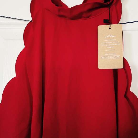 SHEIN red a-line dress with tie back of neck, size 1X, new with tags - Picture 7 of 15